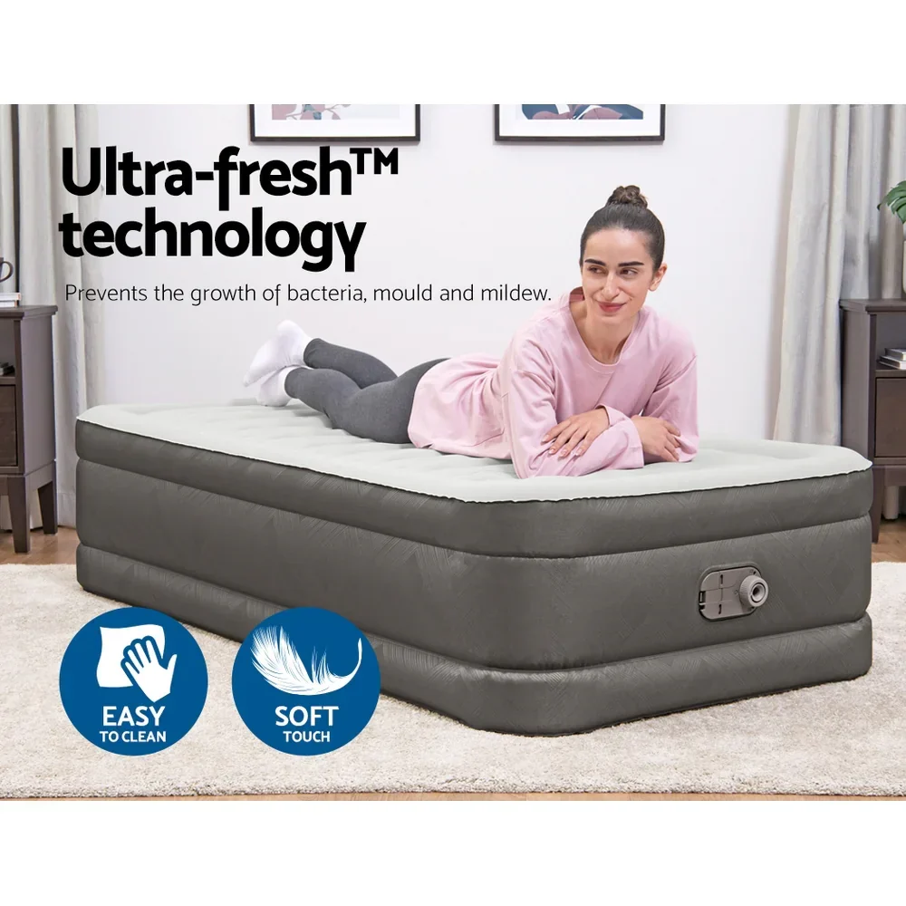 Air Mattress Single Inflatable Bed 46cm Airbed Grey - Image 7