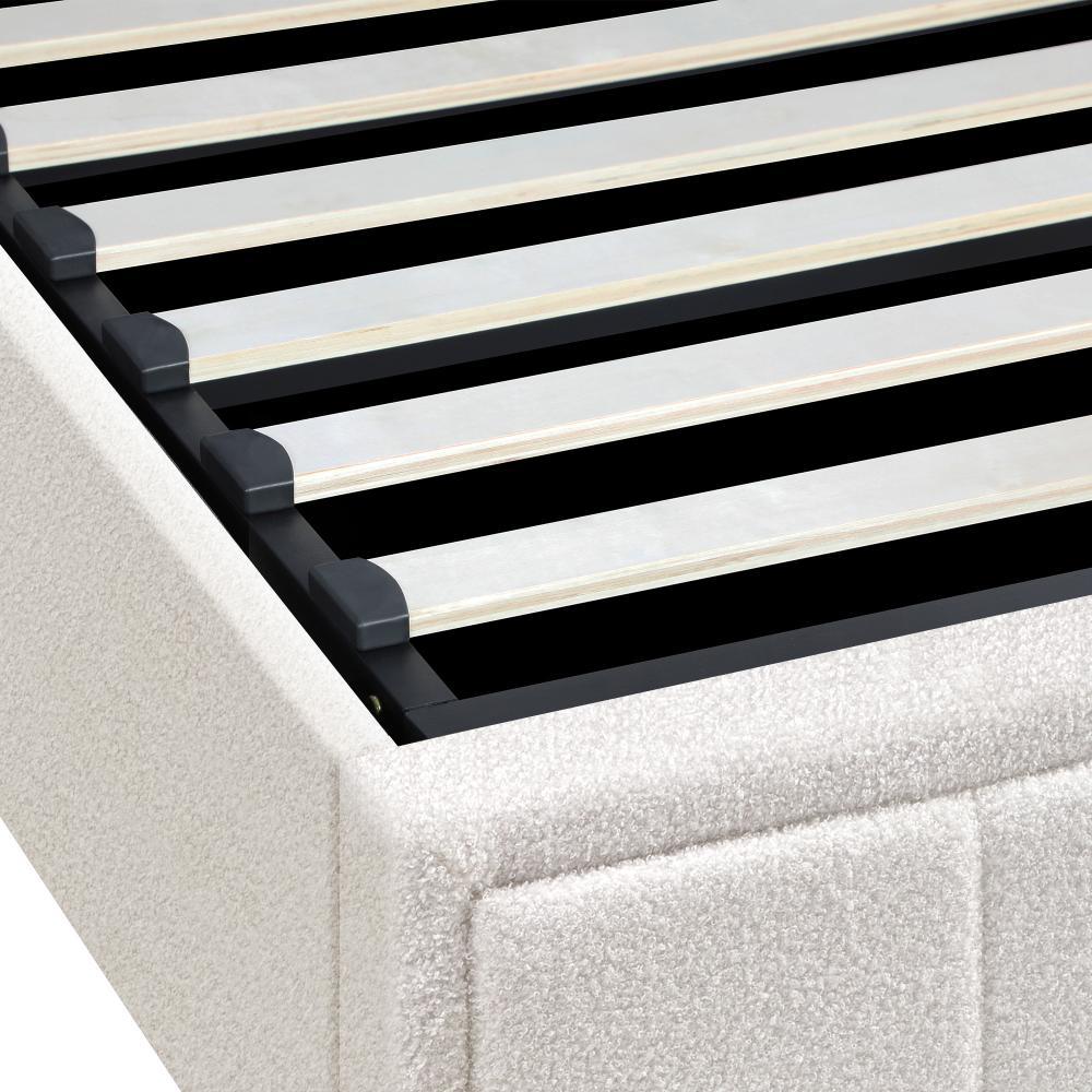 Double Bed Frame Gas Lift Storage Base Boucle White - Image 5