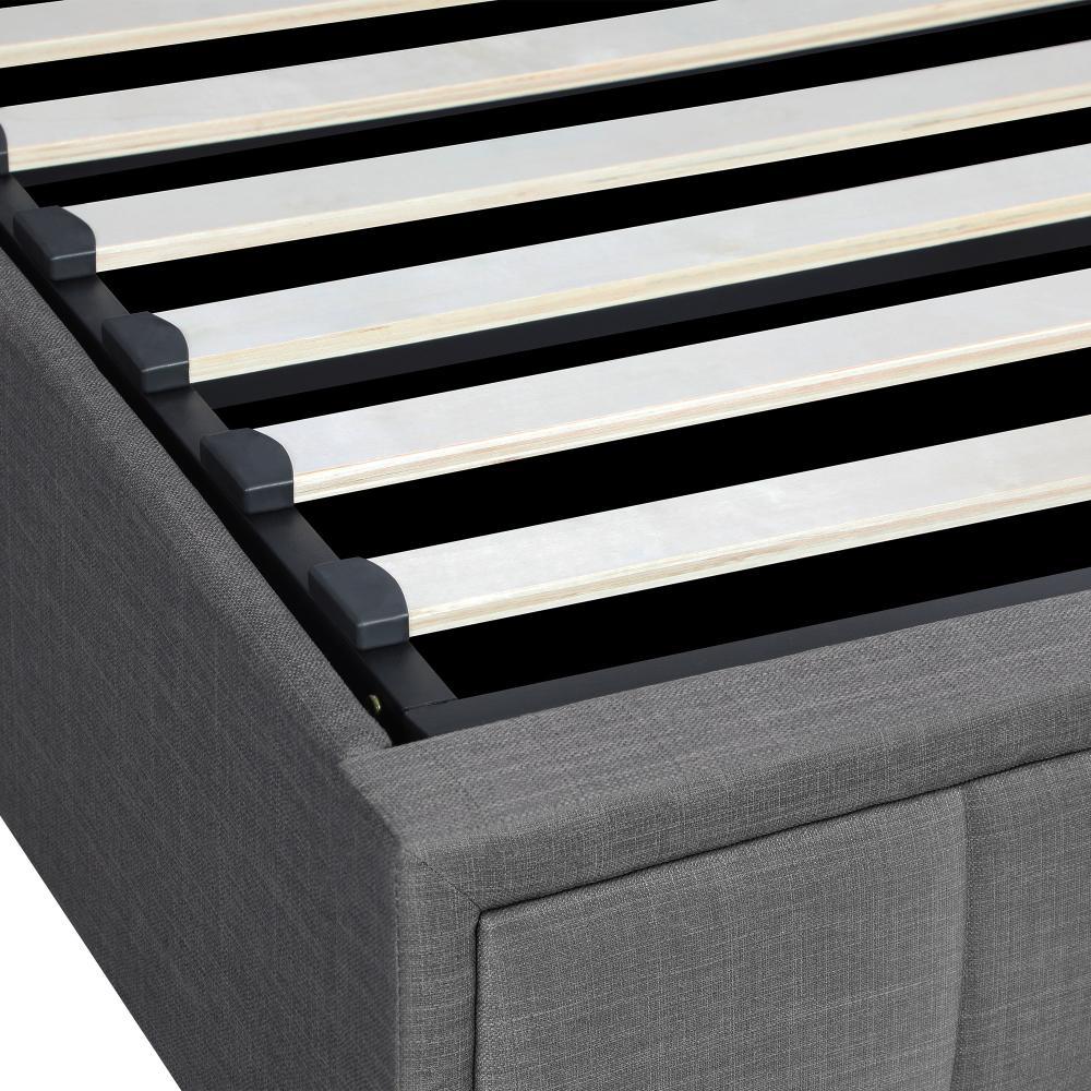 Bed Frame King Single Gas Lift Storage Base Fabric Grey - Image 2