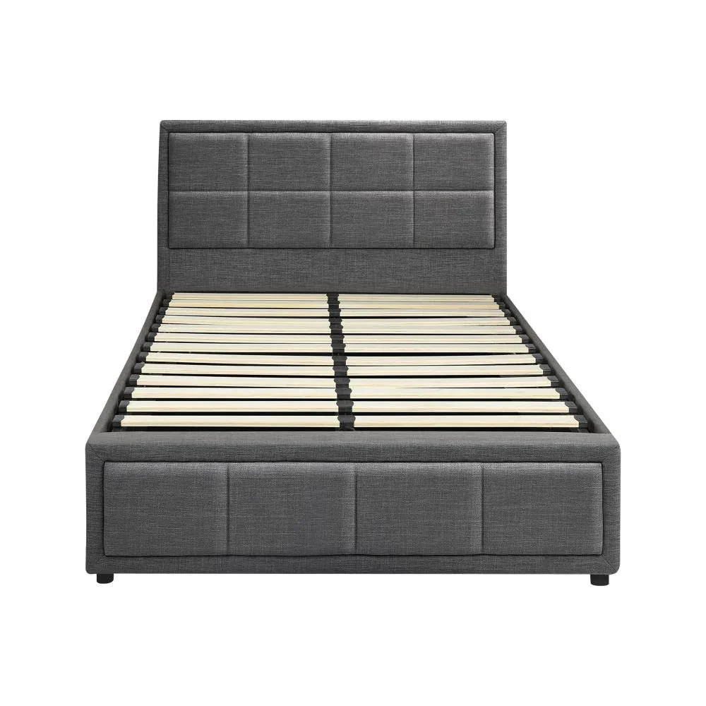 Bed Frame King Single Gas Lift Storage Base Fabric Grey - Image 3