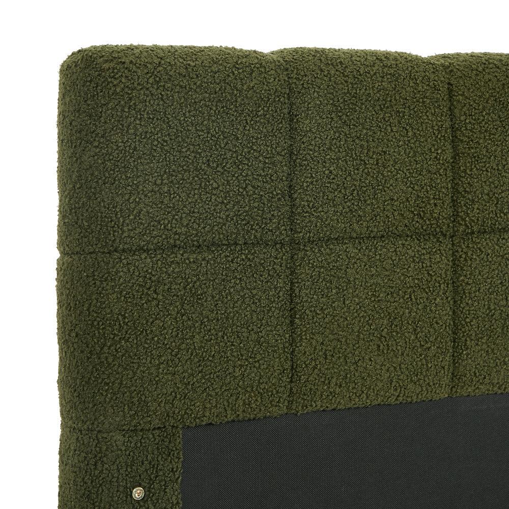 Bed Frame Double Size Tufted Headboard Green Boucle - Image 6