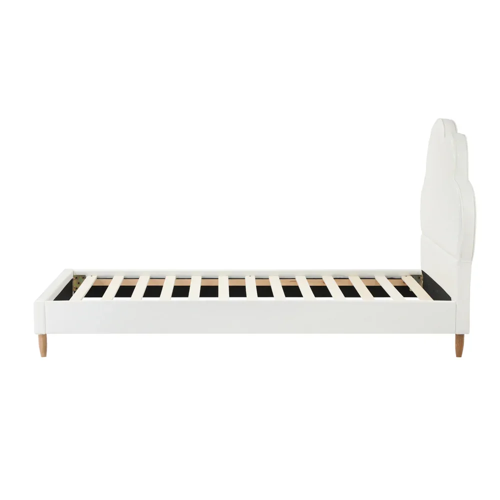 Bed Frame Single Size Kids Bed Frame White Leather - Image 6