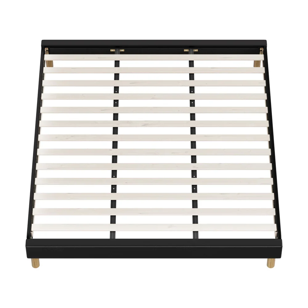 Bed Frame King Size Bed Base Black Leather - Image 6
