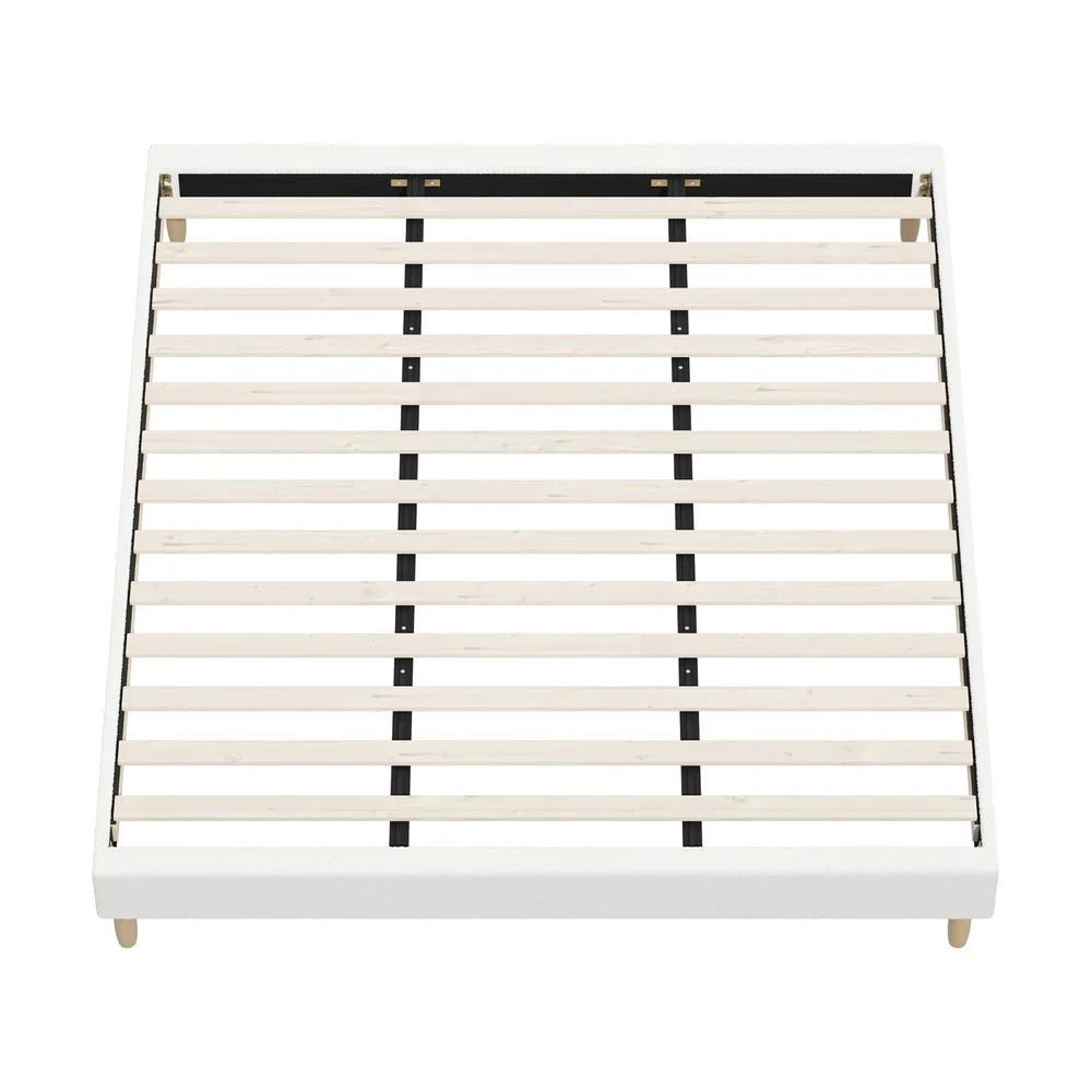 Bed Frame King Size Bed Base White Boucle - Image 6