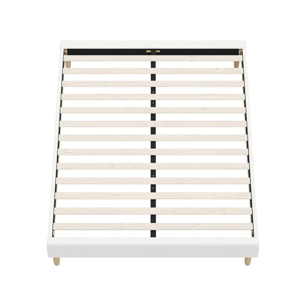 Bed Frame Queen Size Bed Base White Boucle - Image 3