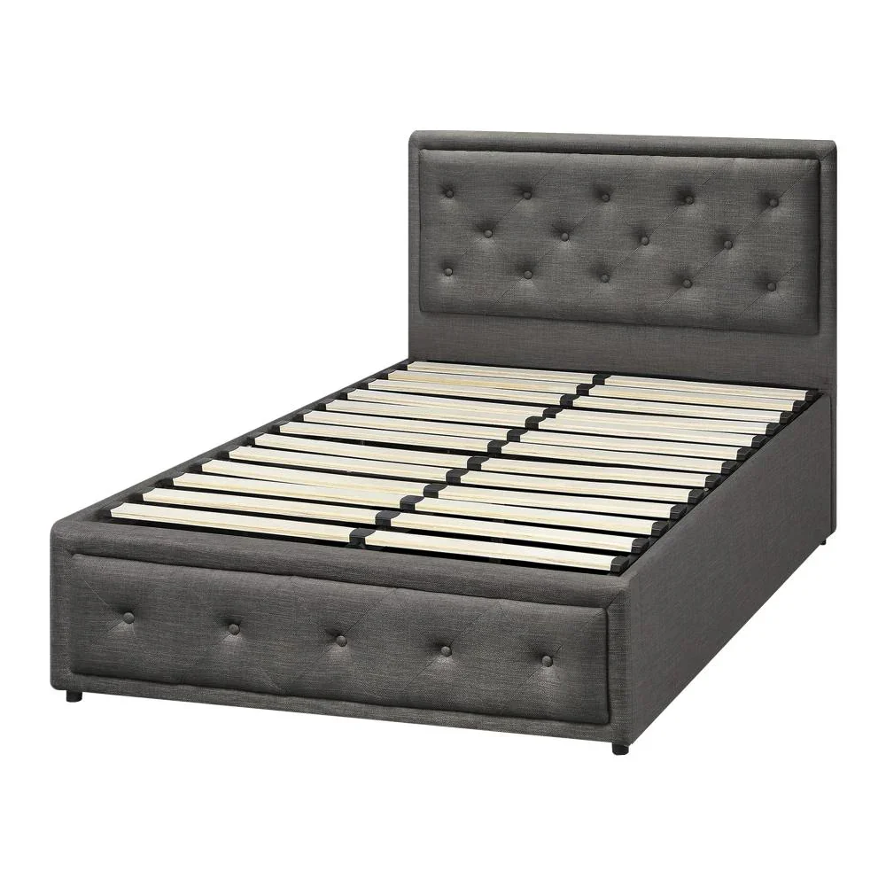 King Single Bed Frame with Storage Space Gas Lift Grey - Image 4