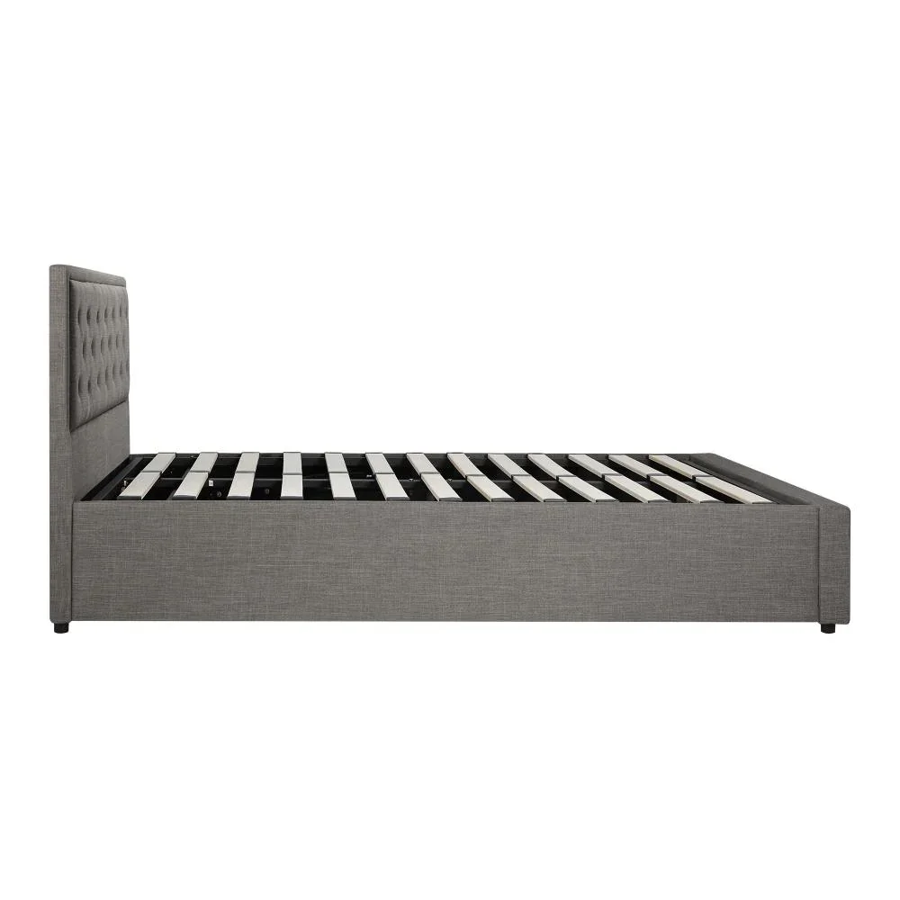 Queen Bed Frame with Storage Space Gas Lift Grey - Image 5