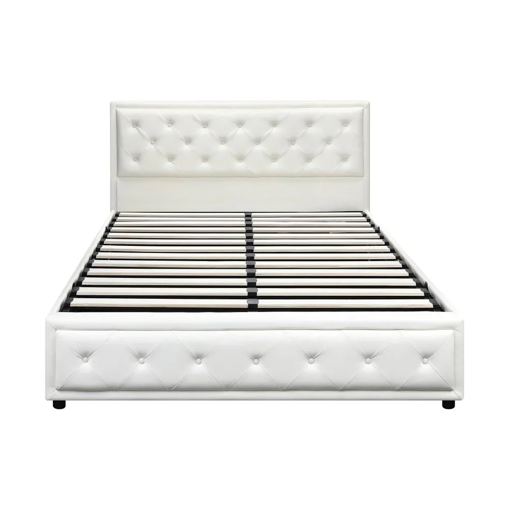 Queen Bed Frame with Storage Space Gas Lift White - Image 3