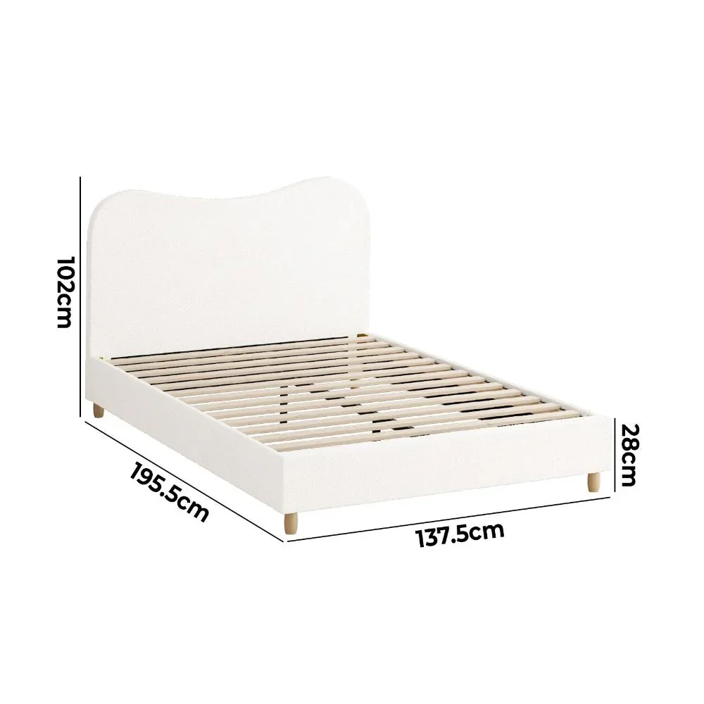 Bed Frame Double Size White Boucle Cloud Shape - Image 2