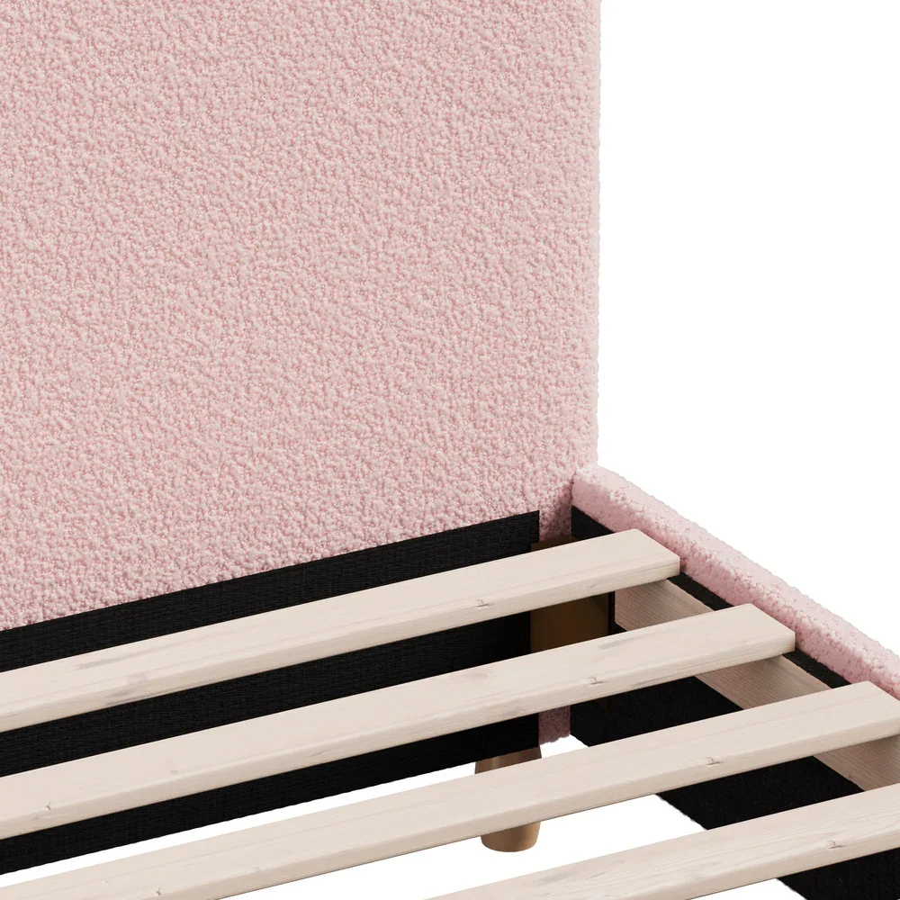 Bed Frame King Single Size Pink Boucle Cloud Shape - Image 3