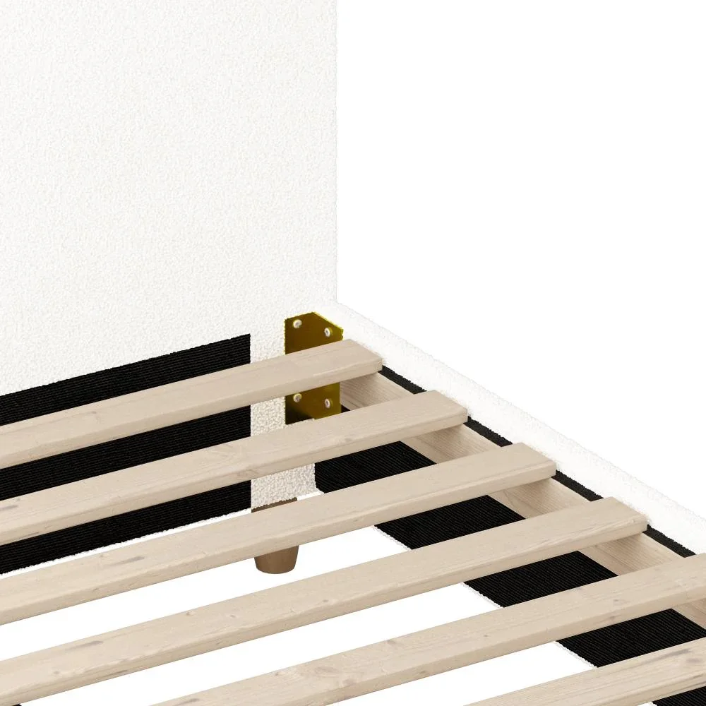 Bed Frame Queen Size White Boucle Cloud Shape - Image 3