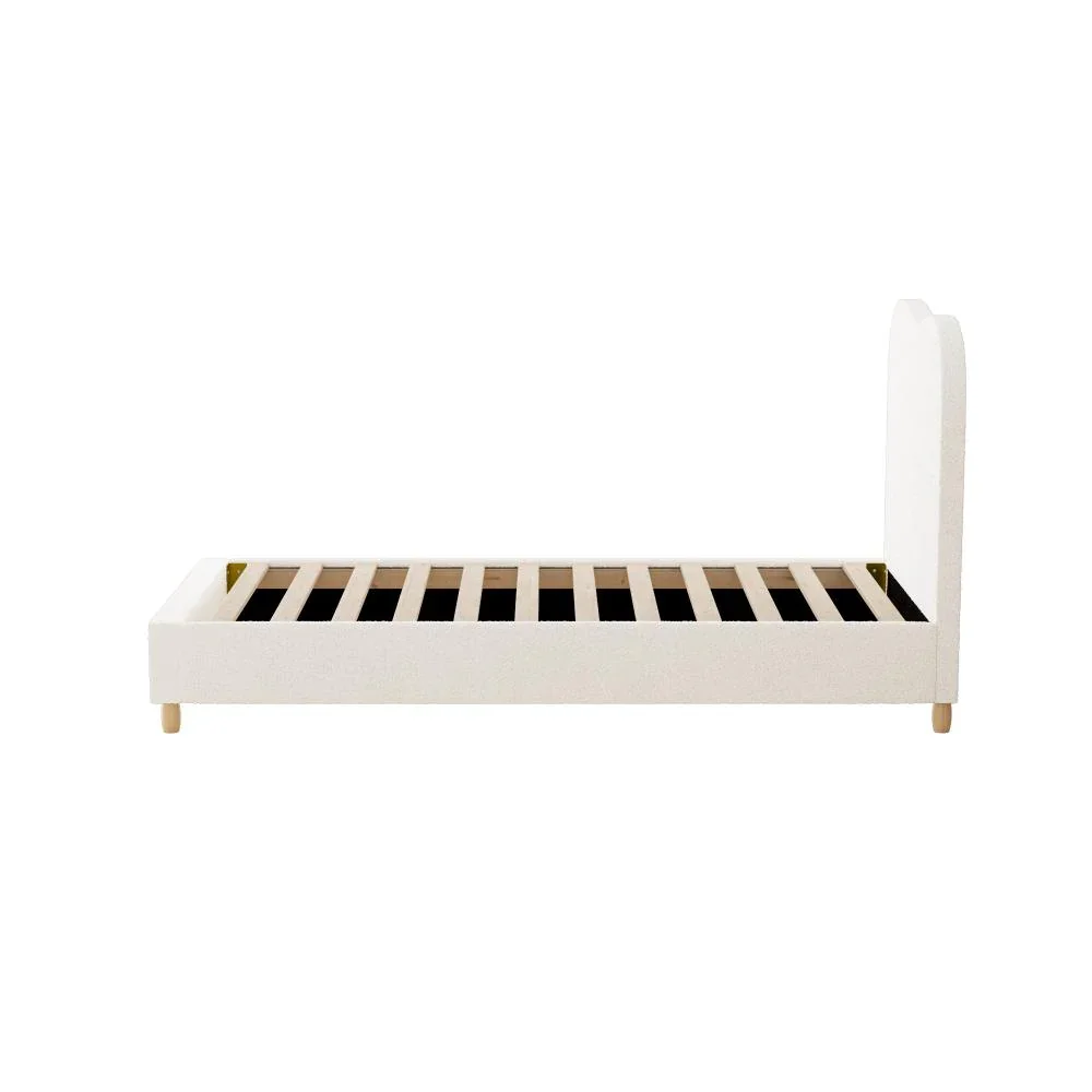 Bed Frame Single Size White Boucle Cloud Shape - Image 7