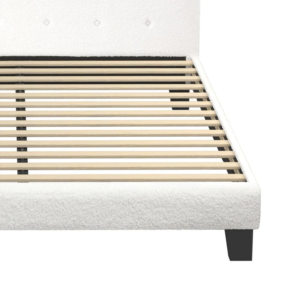 Bed Frame Double Size White Boucle - Image 6