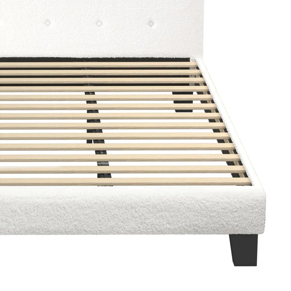 Bed Frame King Size White Boucle - Image 8