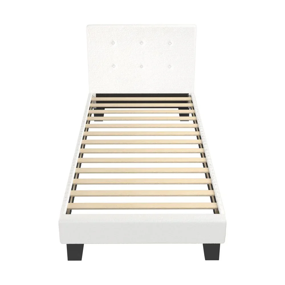 Bed Frame Single Size White Boucle - Image 2
