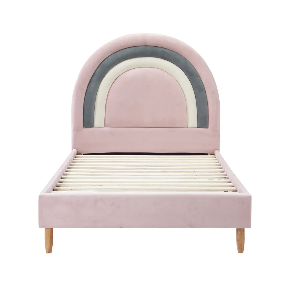 Bed Frame Single Size Kids Bed Frame Pink Velvet - Image 4