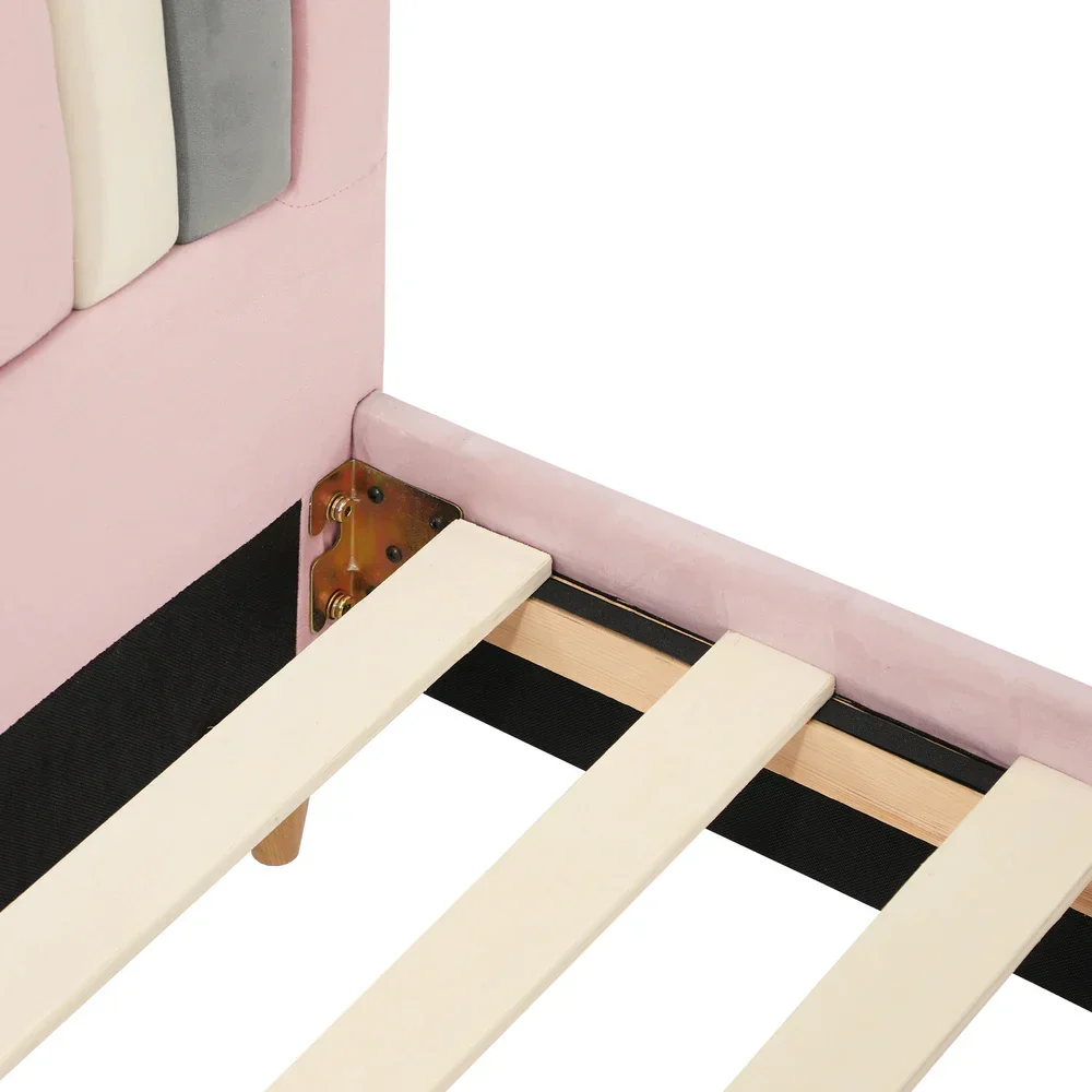 Bed Frame Single Size Kids Bed Frame Pink Velvet - Image 5