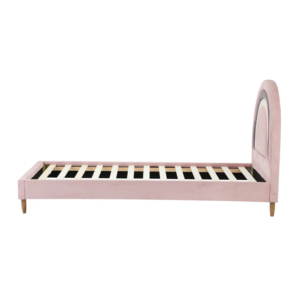 Bed Frame Single Size Kids Bed Frame Pink Velvet - Image 6