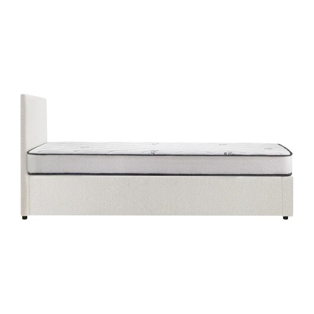 Oikiture Bed Frame King Size Gas Lift Boucle Beds With Mattress Set - Image 5