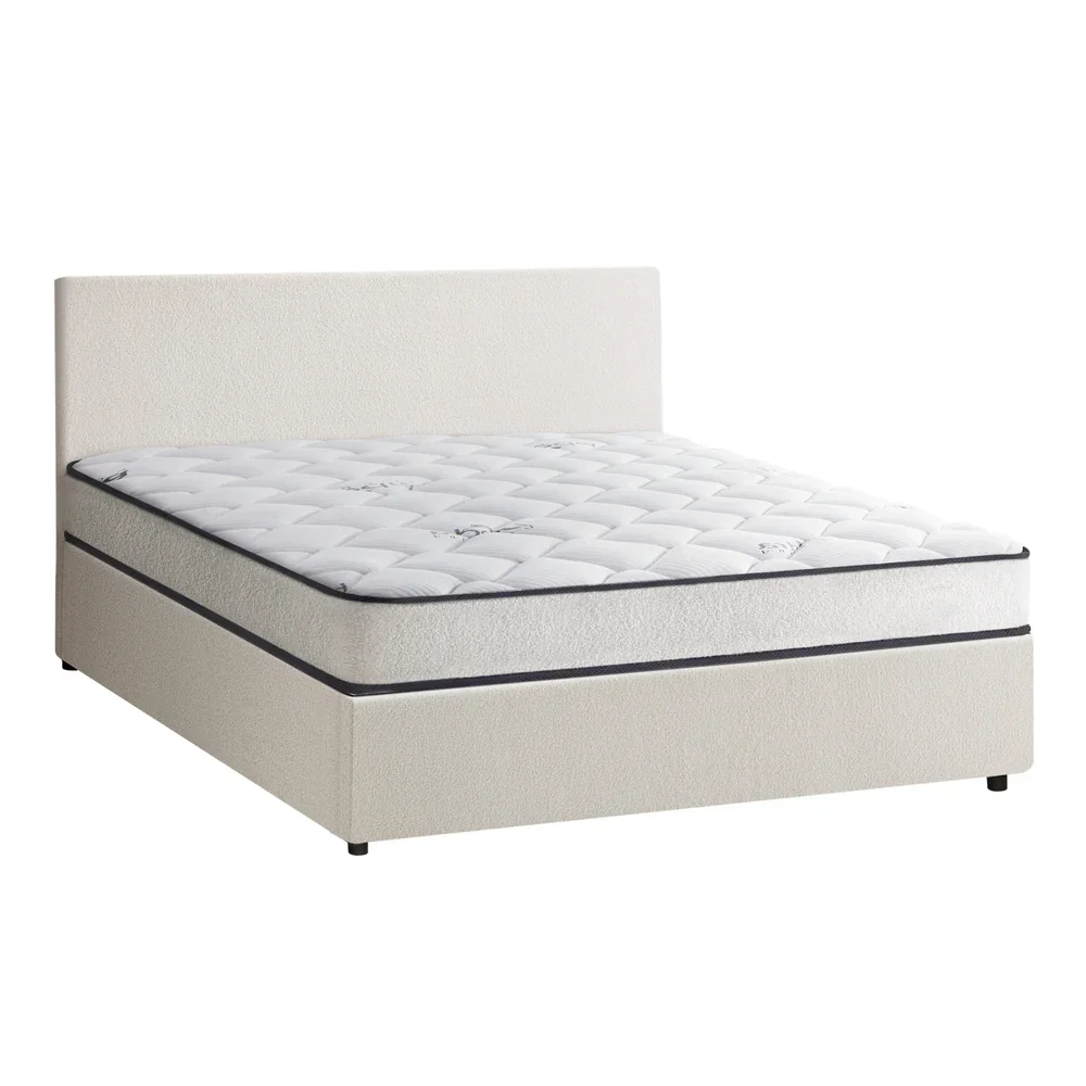 Oikiture Bed Frame King Single Size Boucle Beds With Mattress Set - Image 2