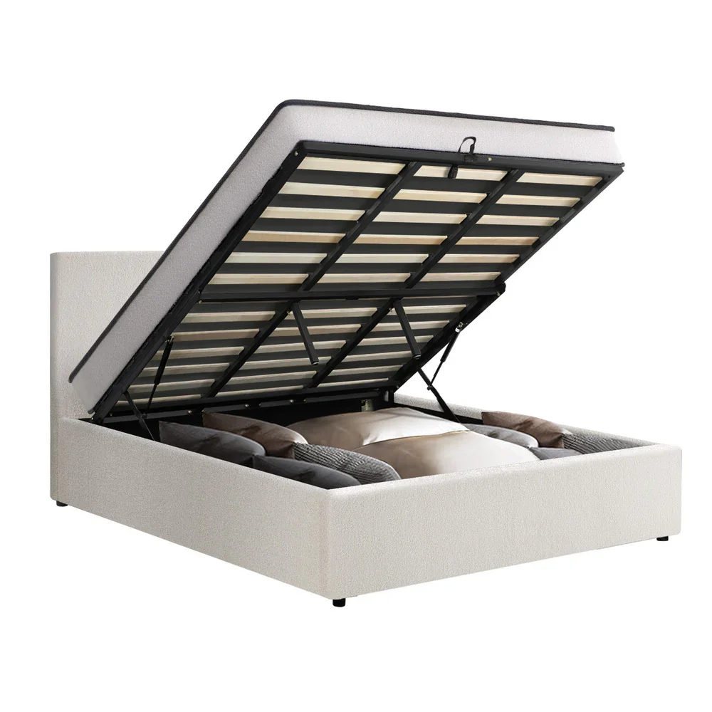 Oikiture Bed Frame King Single Size Boucle Beds With Mattress Set - Image 5