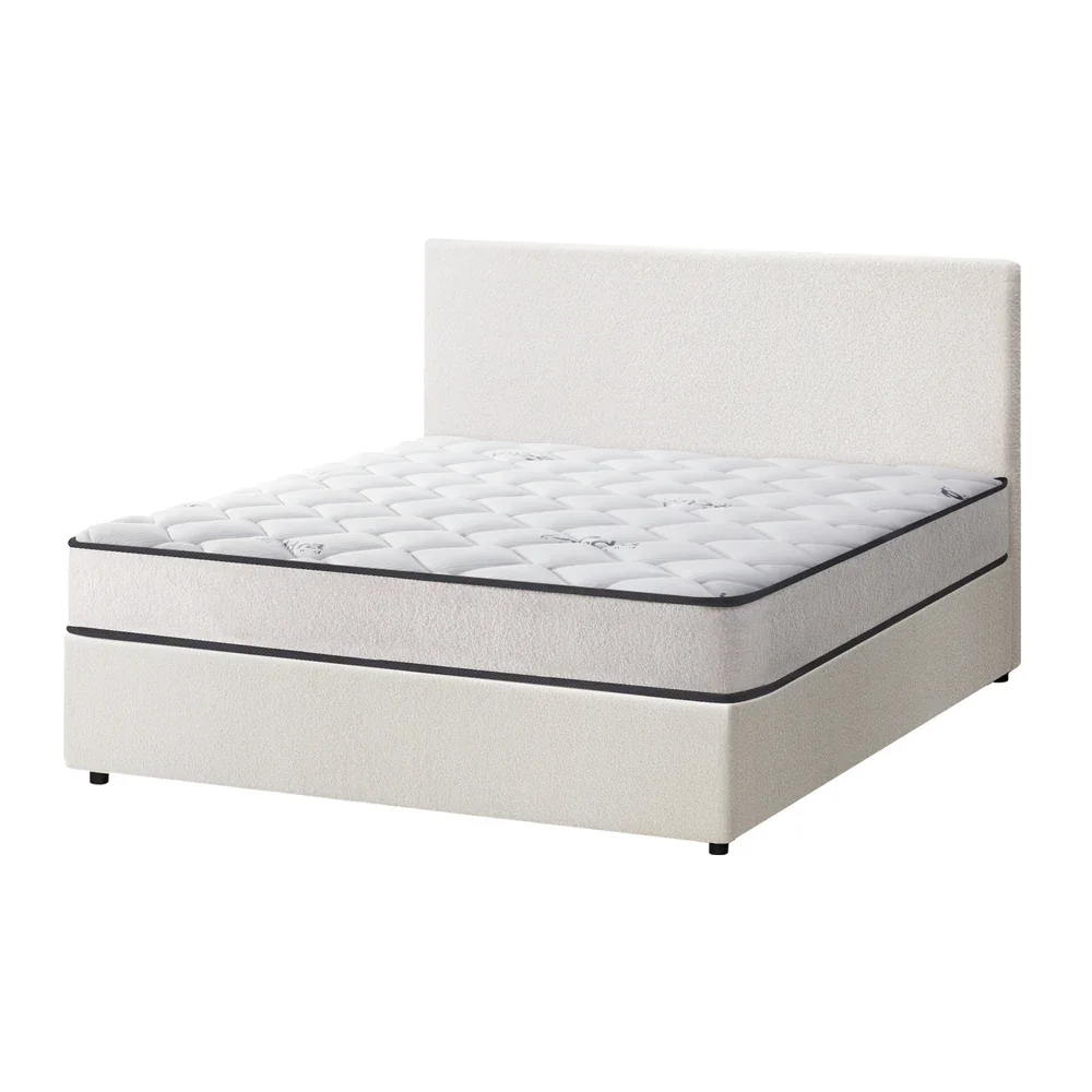 Oikiture Bed Frame King Single Size Boucle Beds With Mattress Set - Image 6