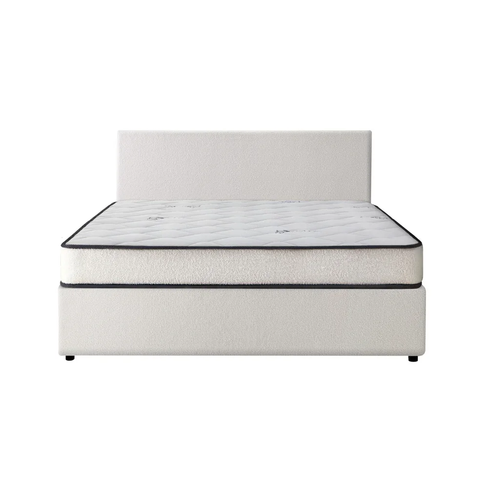 Oikiture Bed Frame King Single Size Boucle Beds With Mattress Set - Image 7