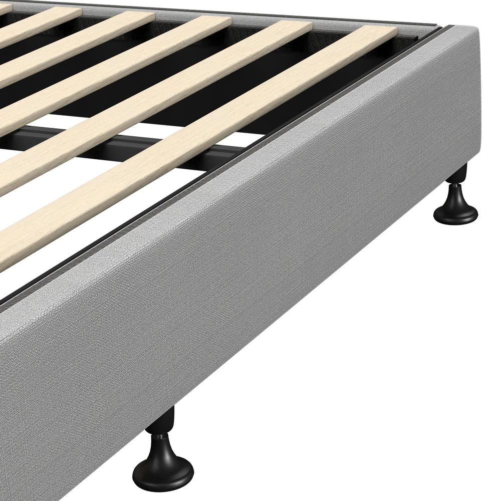 Bed Frame King Single Size Upholstered with Mattress Beige - Image 6