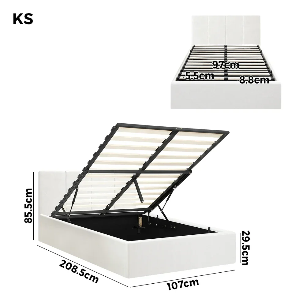 Bed Frame King Single Gas Lift Base PU Leather ZOE - Image 4