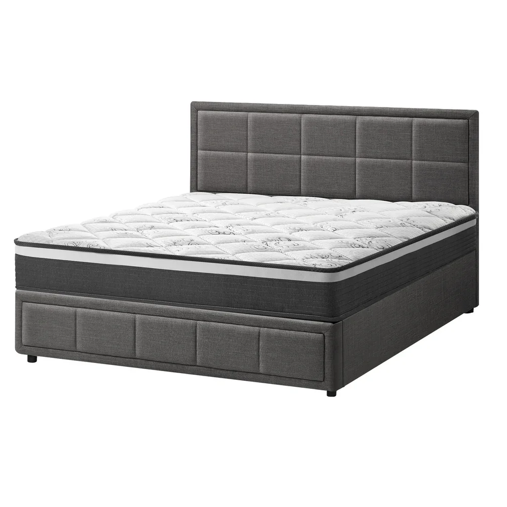 Bed Frame With Mattress Set Double Size Gas Lift Grey BOSS - Image 6