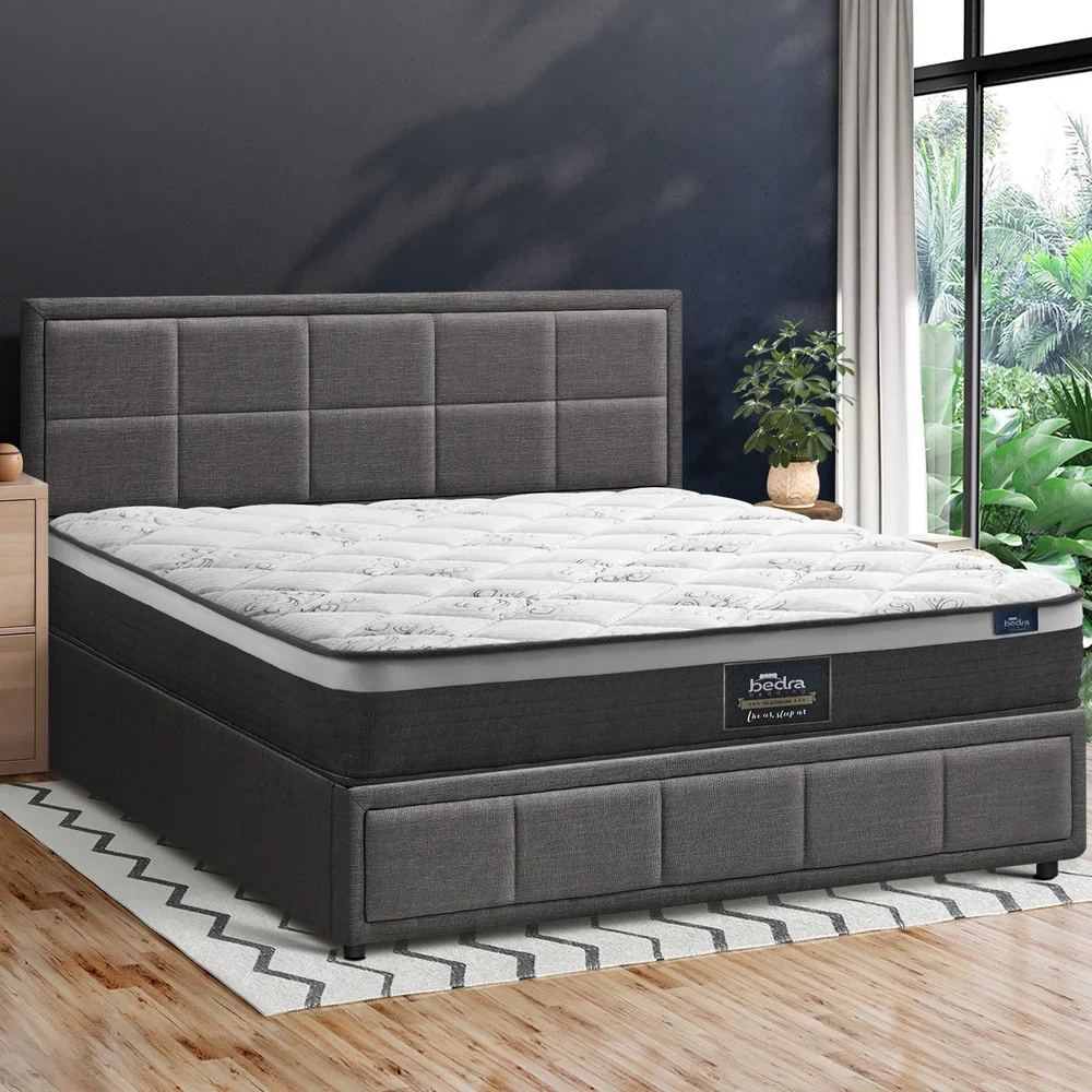 Bed Frame With Mattress Set Double Size Gas Lift Grey BOSS - Image 7