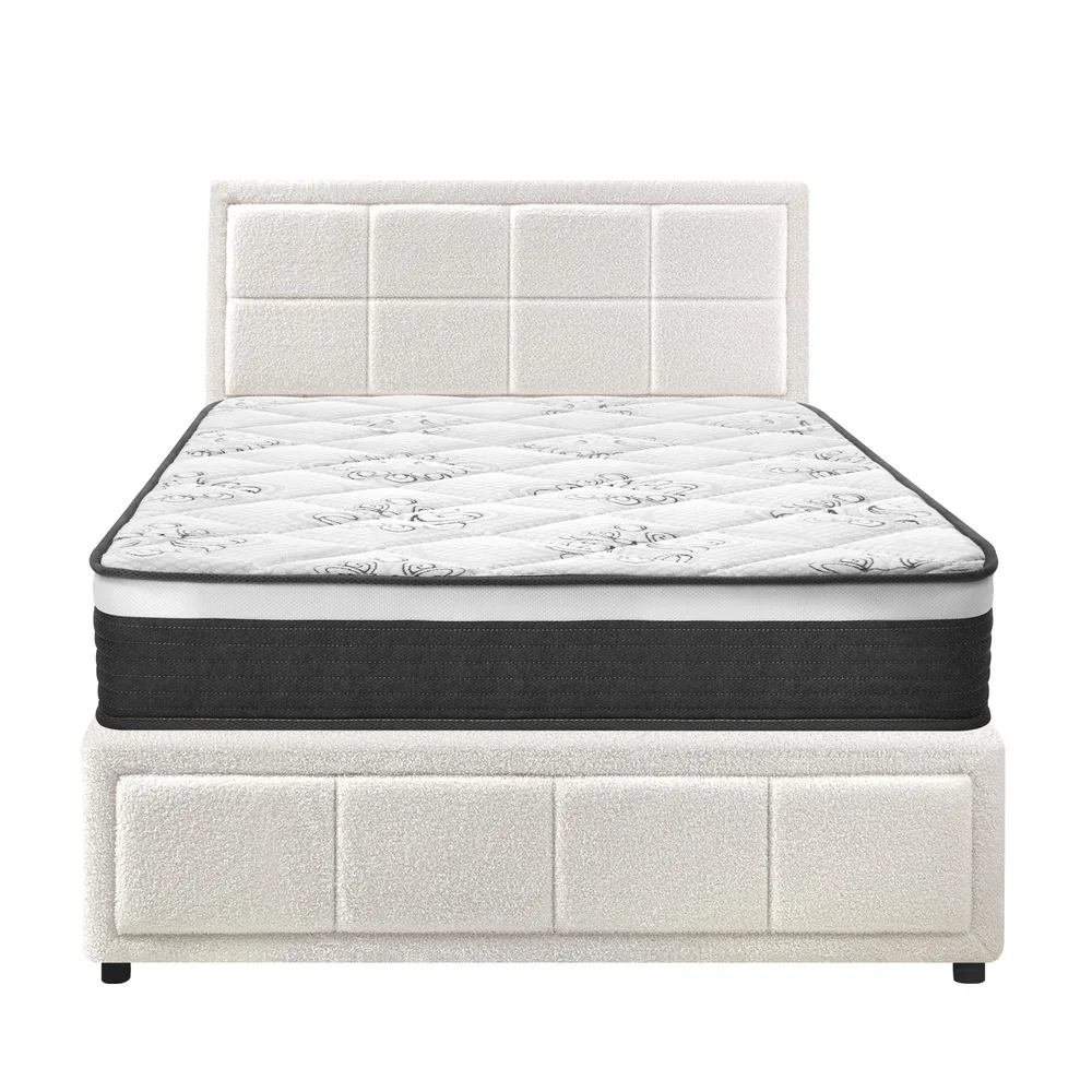 Bed Frame With Mattress Set King Single Gas Lift White BOSS - Image 4