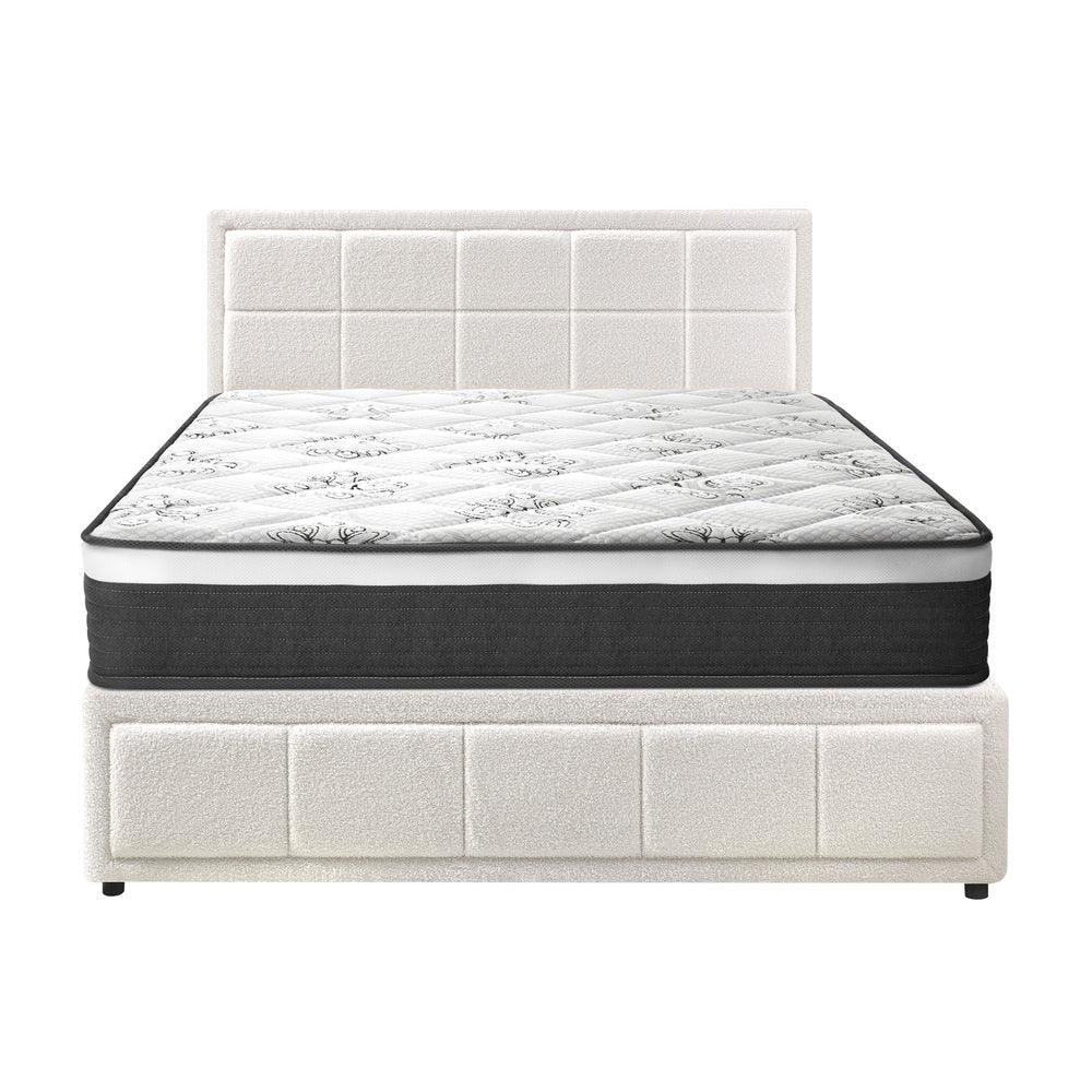 Bed Frame With Mattress Set Queen Size Gas Lift White BOSS - Image 7