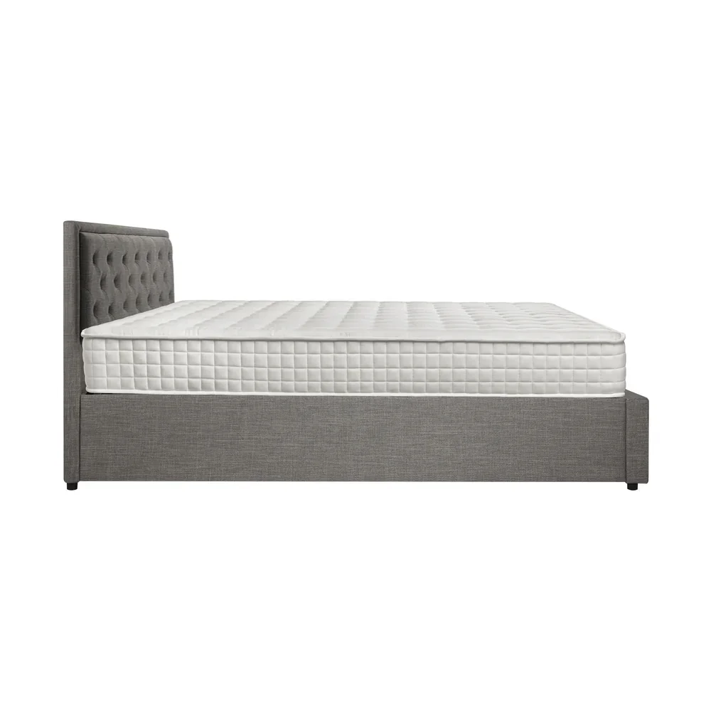Bed Frame with Mattress King Size Gas Lift Grey Fabric - Image 5