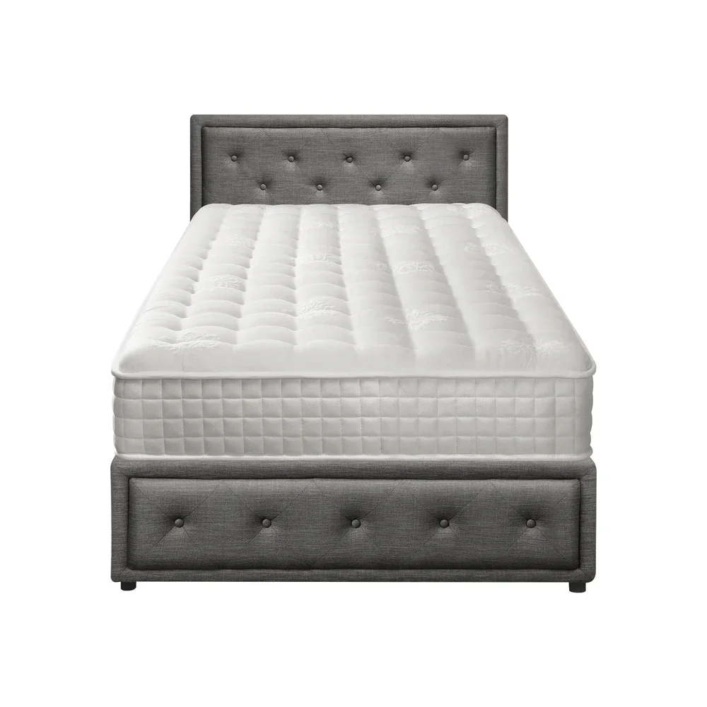 Bed Frame with Mattress King Single Gas Lift Grey Fabric - Image 3