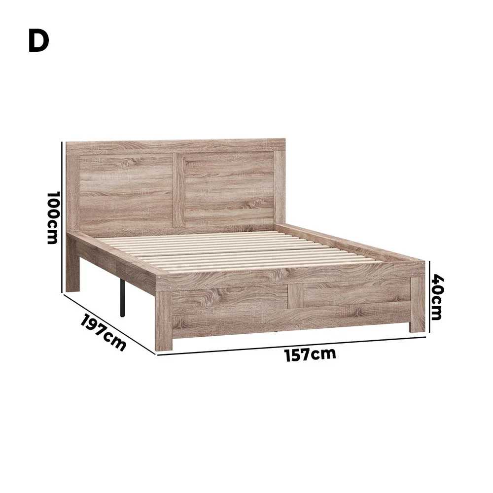 Wooden Bed Frame Double Size Contemporary Light Oak - Image 6