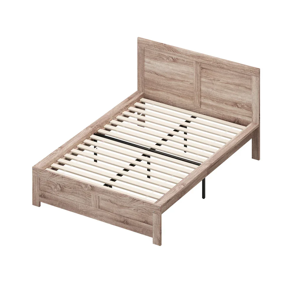 Wooden Bed Frame Queen Size Contemporary Light Oak - Image 2
