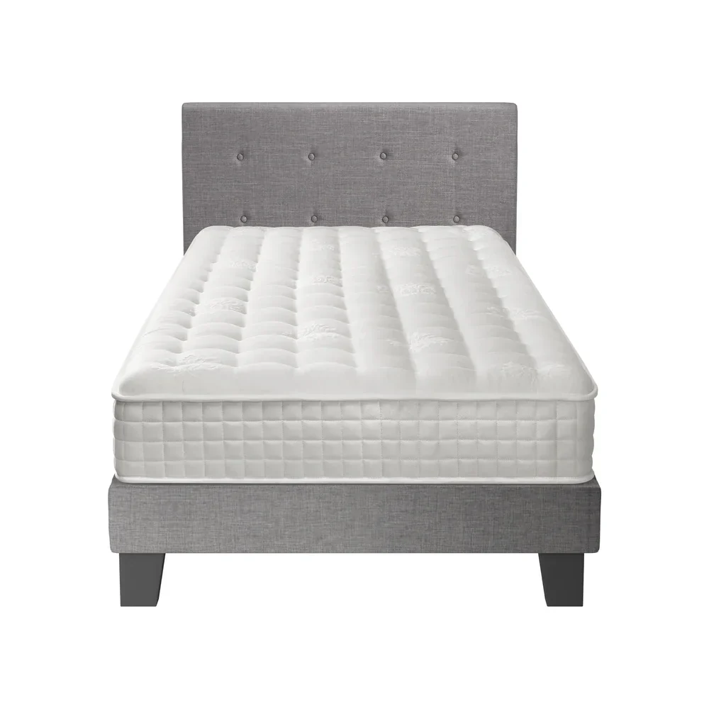Bed Frame King Size Wooden Platform Beds with Mattress Grey - Image 7
