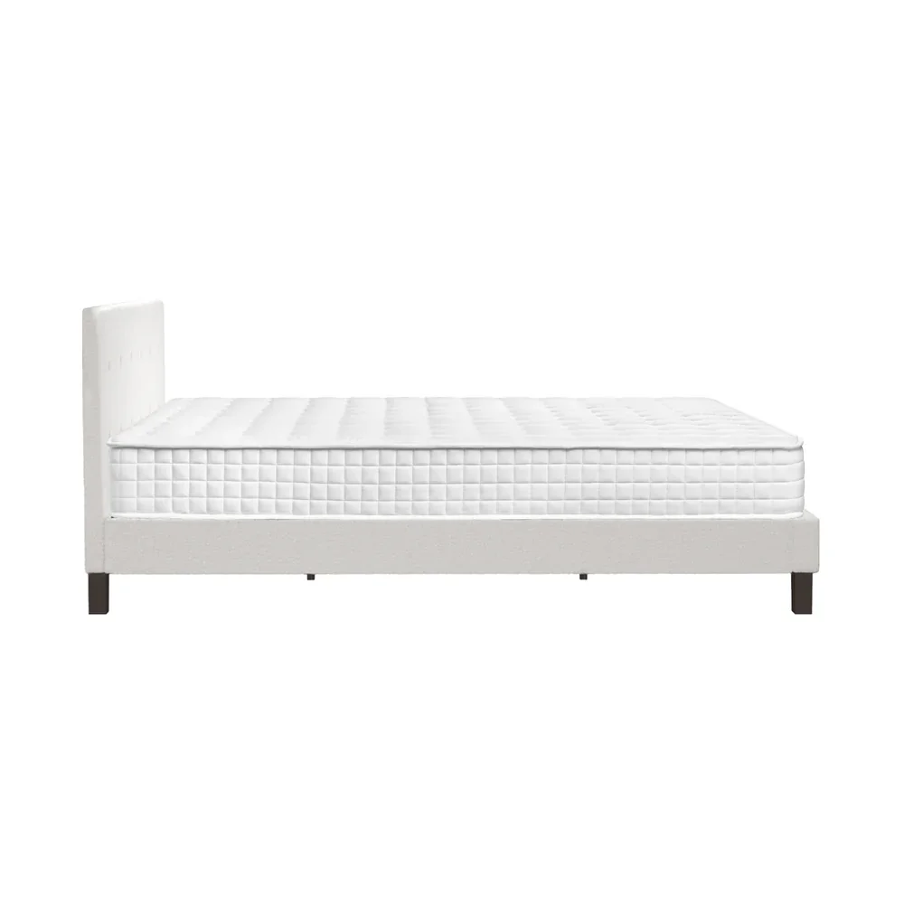 Bed Frame King Size Wooden Platform Beds with Mattress White - Image 6
