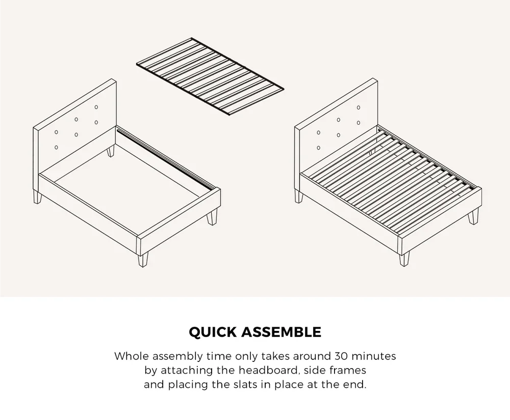 Bed Frame Single Size Wooden Beds with Mattress White - Image 5