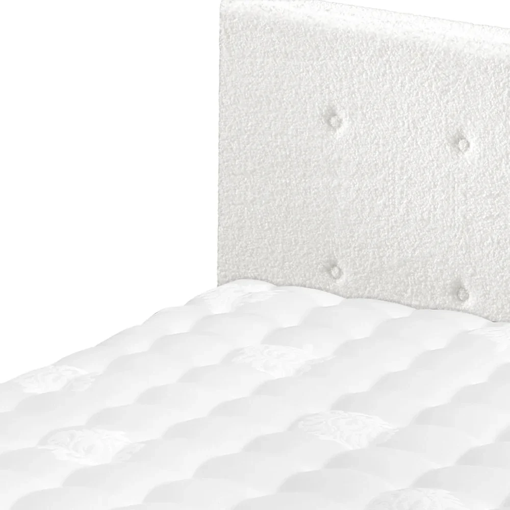 Bed Frame Single Size Wooden Beds with Mattress White - Image 7