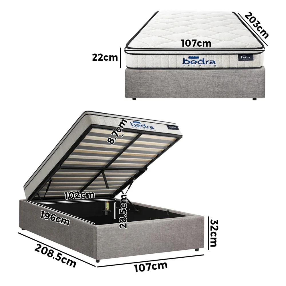 Bed Frame King Single Size Storage Platform with Mattress - Image 7