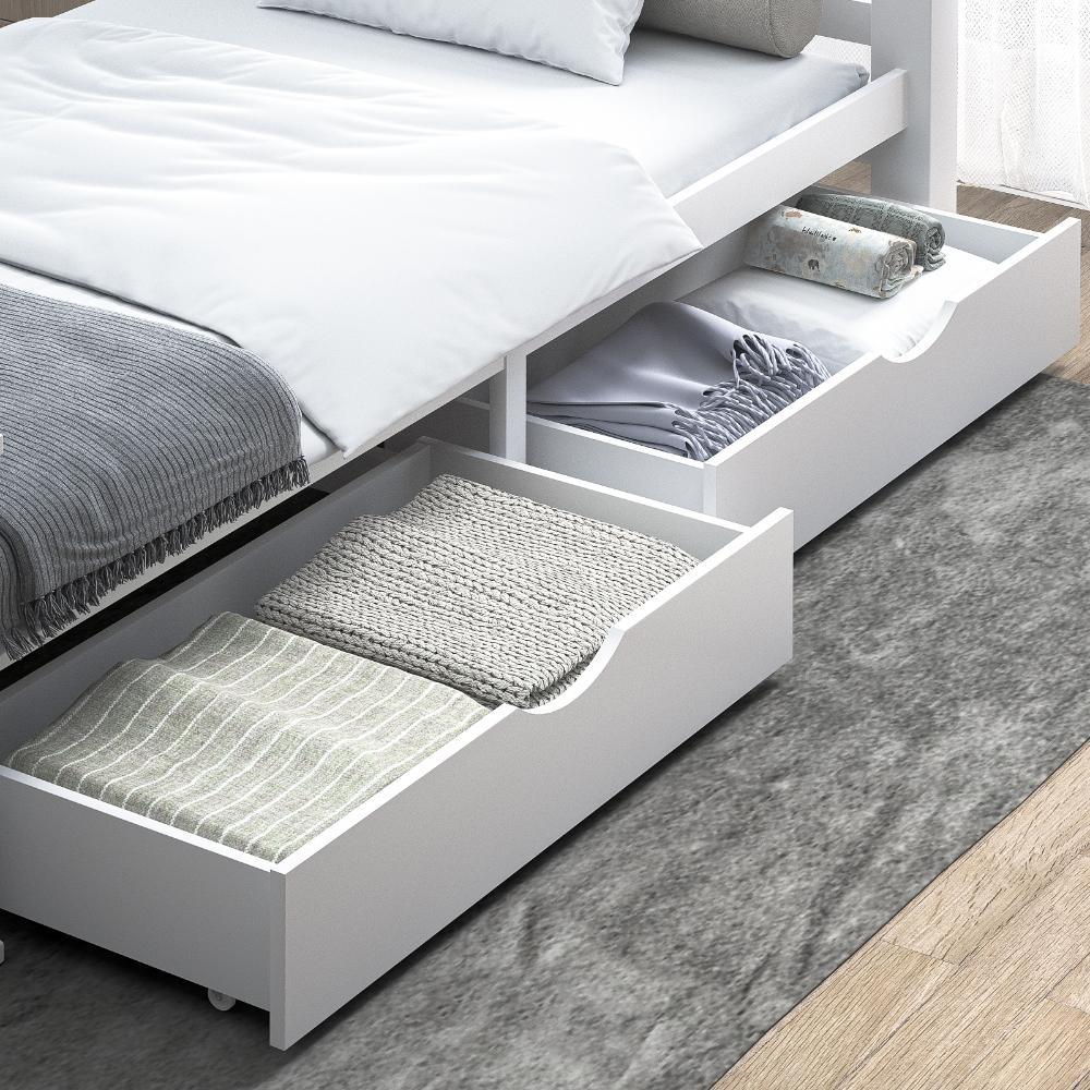 2x Storage Drawers Timber Trundle White - Image 6
