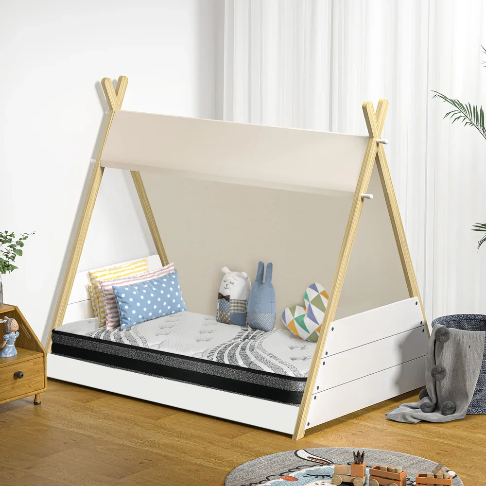 Kids Bed Frame and Mattress Single House Teepee Triangle Beds - Image 10