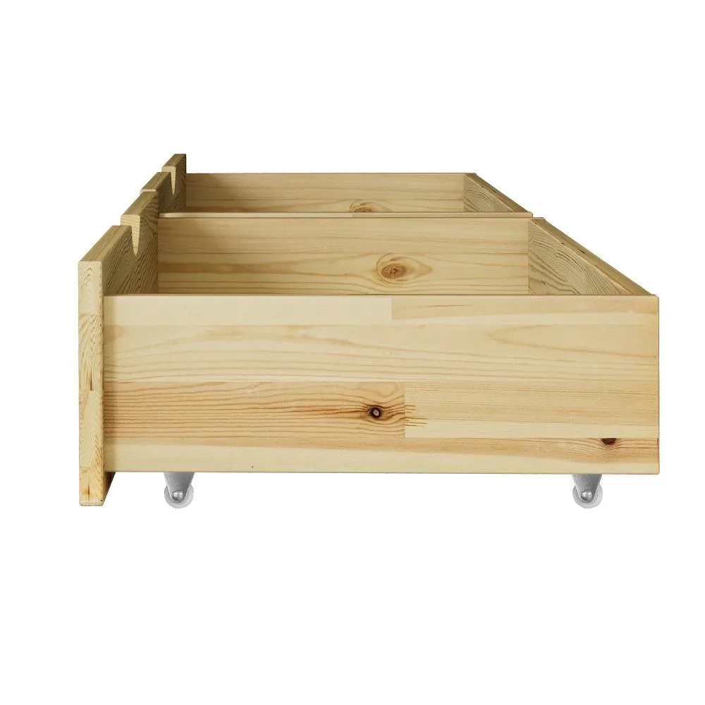 2x Trundle Drawers for Bed Frame with Wheels Wooden - Image 4