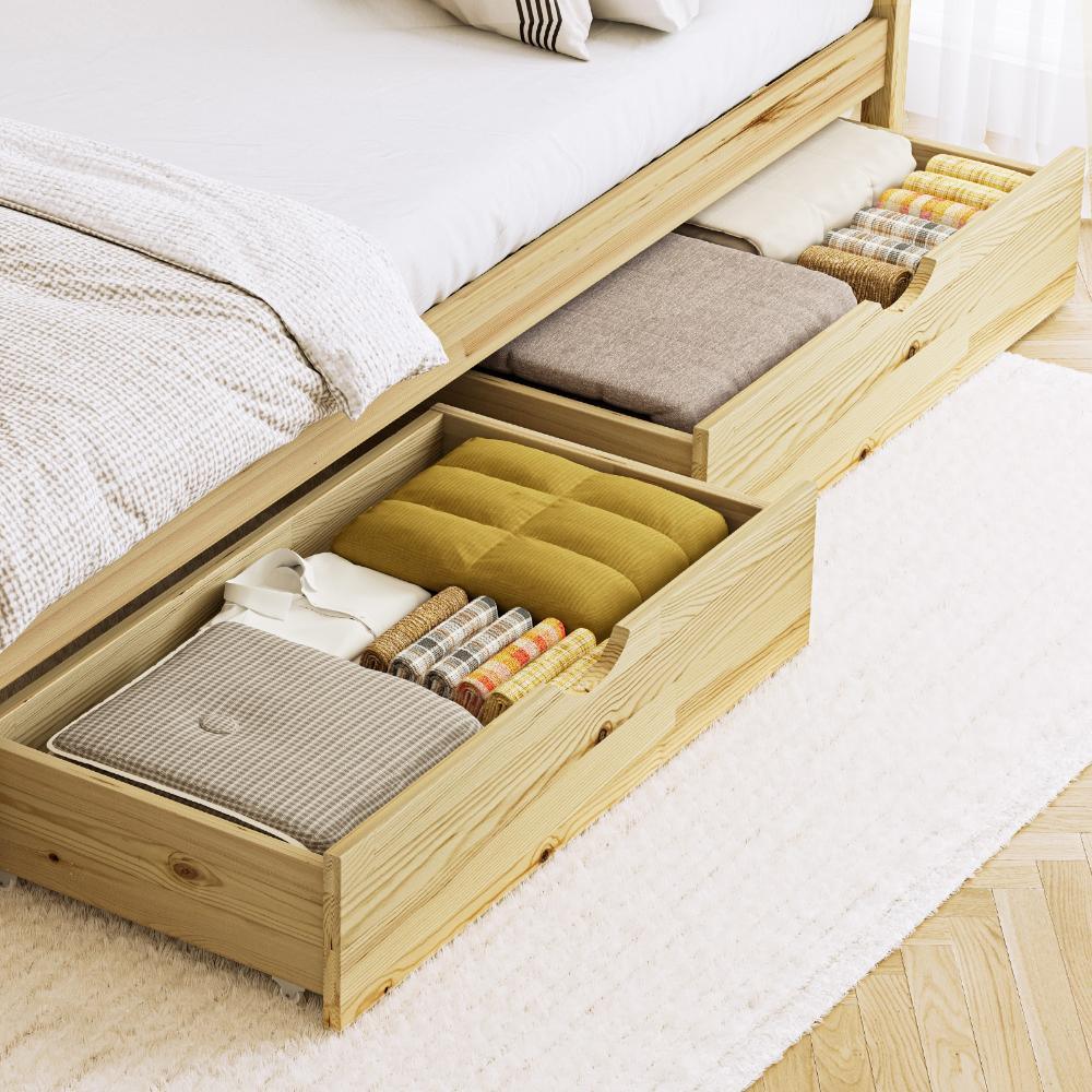 2x Trundle Drawers for Bed Frame with Wheels Wooden - Image 7