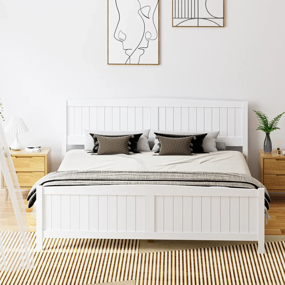 Bed Frame King Size Timber Platform White - Image 4