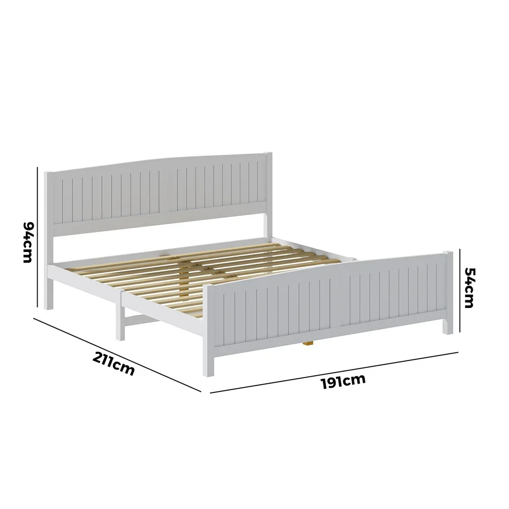 Bed Frame King Size Timber Platform White - Image 9