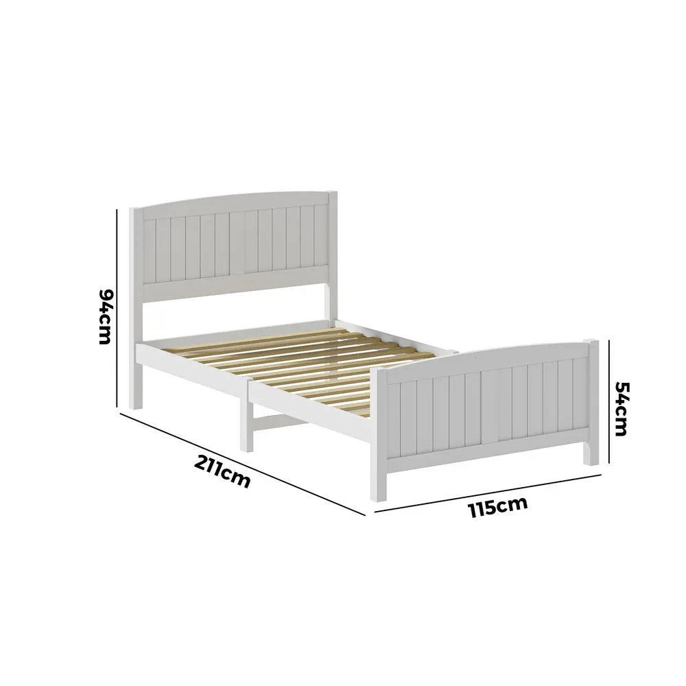 Bed Frame King Singe Size Timber Platform White - Image 6