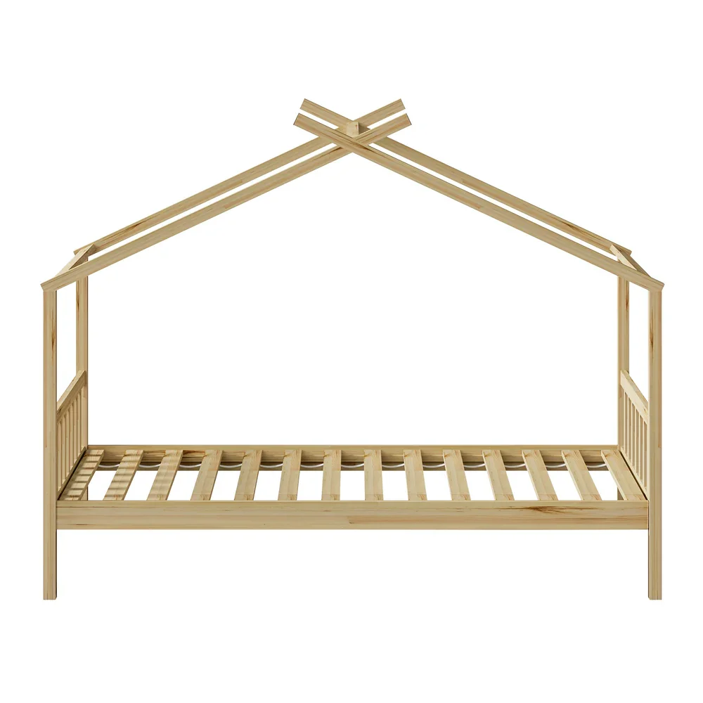 Bed Frame Wooden Kids Single Timber House Beds - Image 3